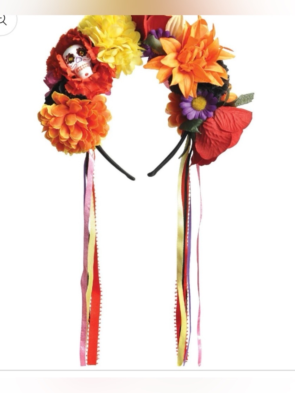 Floral Day of the Dead Headband in Orange & Yellow